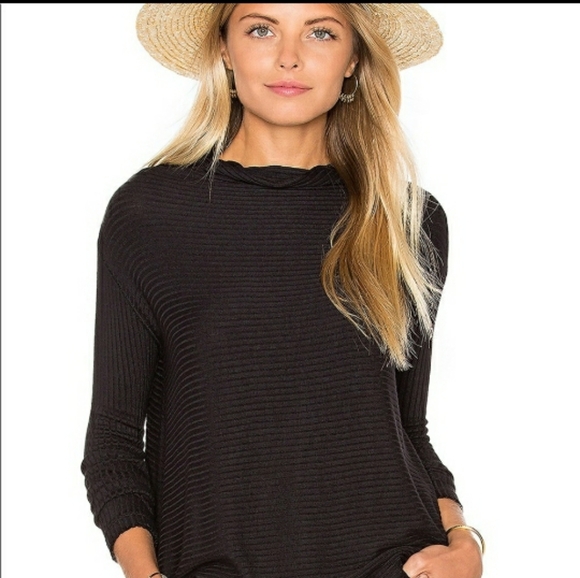 We the Free Lover Ribbed Split Back Black Sweater Womens Sz XS - Picture 2 of 10